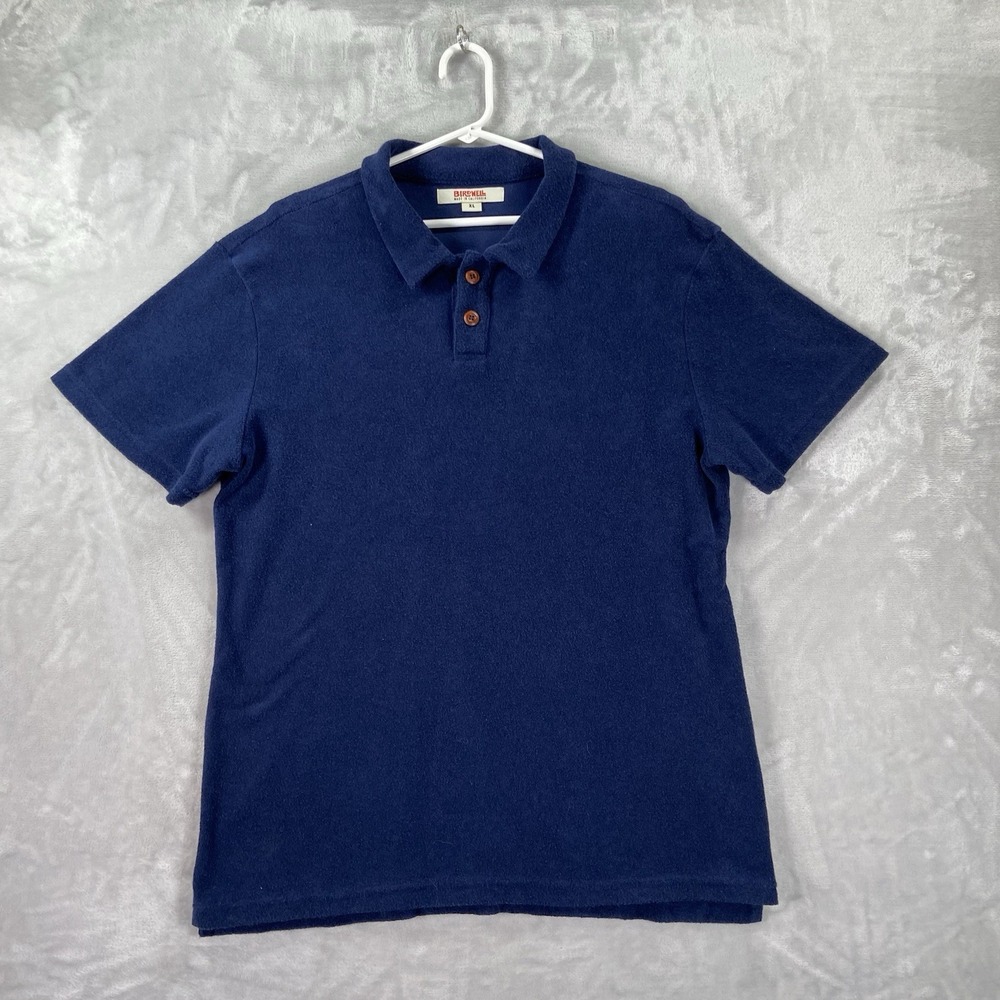 Birdwell Beach Britches Shirt Mens XL Terry Cloth Polo Short Sleeve Made in USA